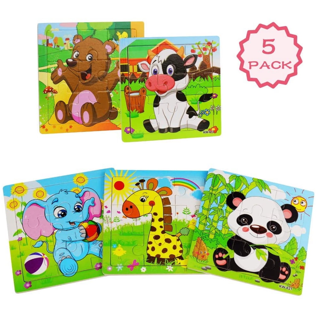 Animals Vehicles Wooden 9 Pieces Jigsaw Puzzle Toy for Preschool Toddler Kids 