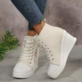 thumbnail image 3 of Xucatan Women's Plus-Size Thick-Soled High-top Casual Canvas Shoes Fashionable Round Toe Breathable Fabric, Wear-Resistant Anti-Slip Sole Lace-up Canvas Shoes,Casual Tennis Walking Shoes Gift, 3 of 8