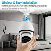 Smart Home Light Bulb 1080P HD Surveillance Cameras with E27 Connector, White
