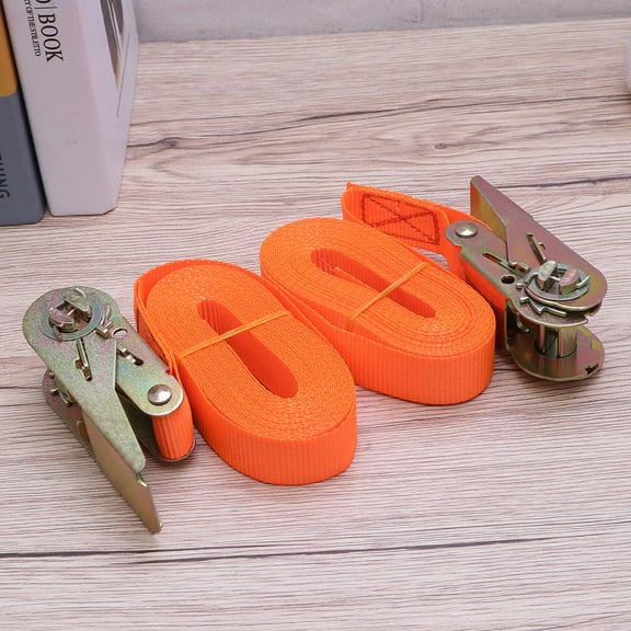 Masteelf 1Pair Portable Heavy Duty Tie Down Cargo Strap Luggage Lashing Strong Ratchet Strap Belt with Metal Buckle(Color Randomization,5 Meters)