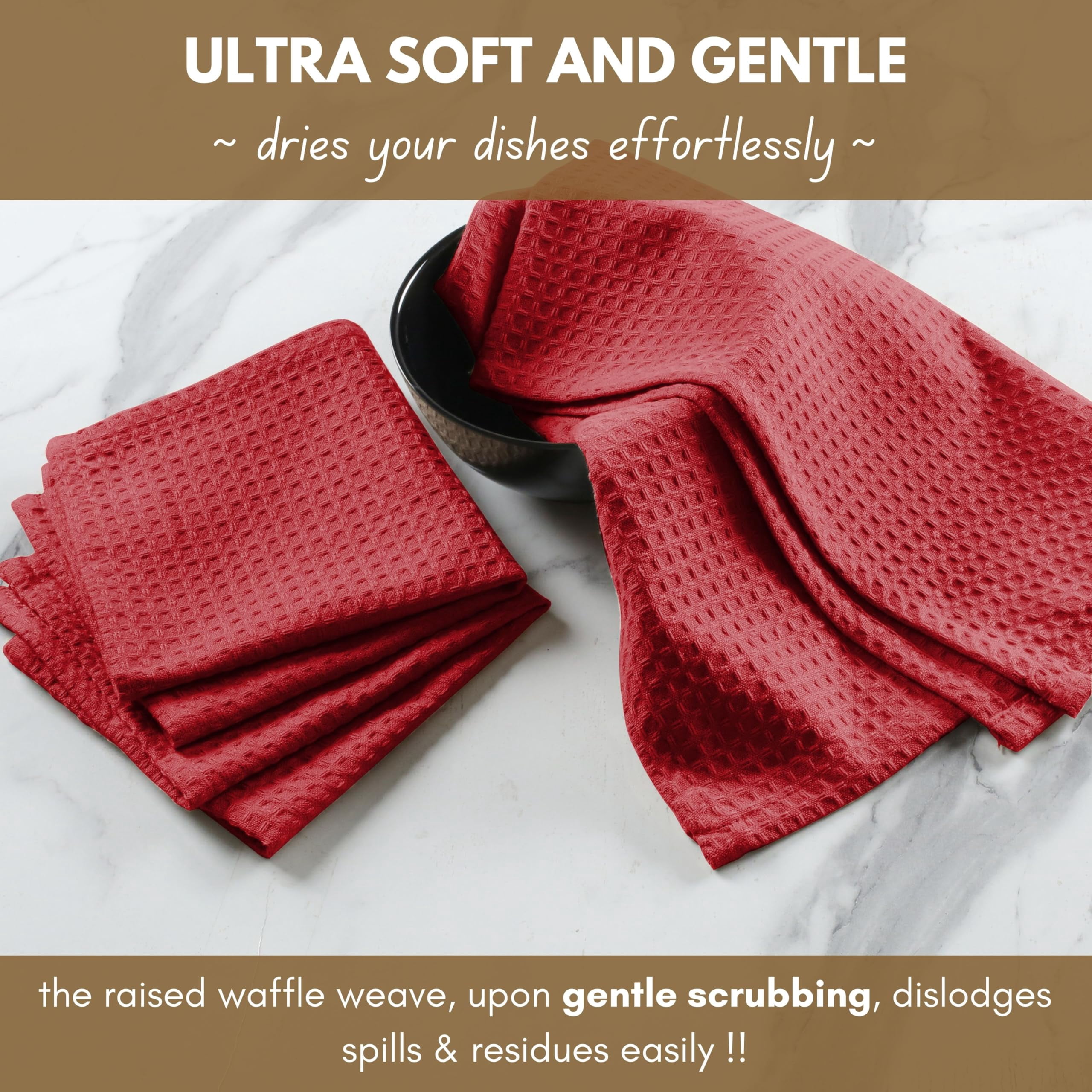 Native Fab 10-Piece Kitchen Set – Includes Oven Mitts, Potholders, Kitchen Towels & Dishcloths, Heat Resistant, 100% Cotton, Durable & Absorbent, Perfect for Cooking, Baking & Everyday Use - Red