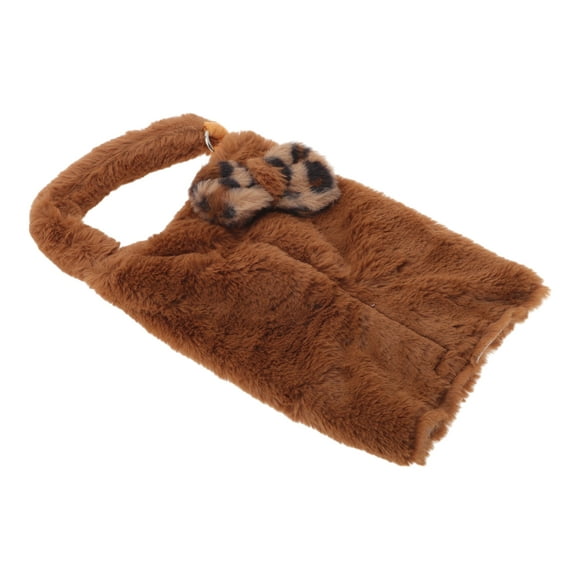 Unique Bargains Car Tissue Holder Car Tissue Box Organizer With A Leopard Print Bow Plush 10.63"x7.09"x1.18" Brown 1 Pc