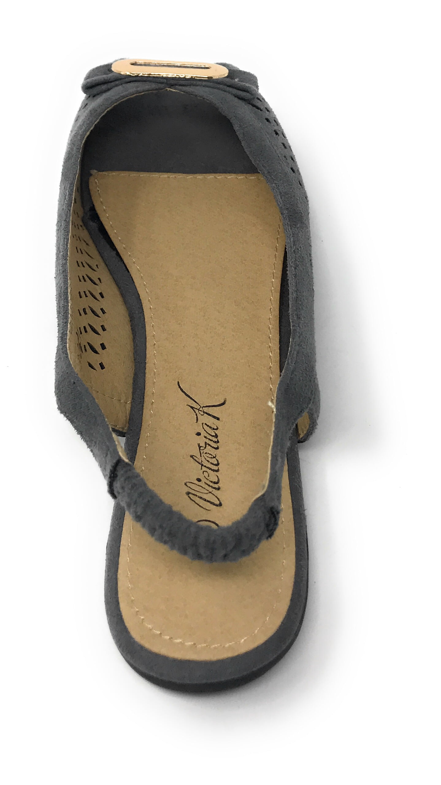Victoria K Women's Bow With Gold Buckle Ballerina Flats