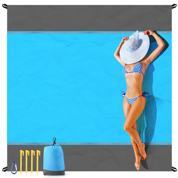 EASYFUN Manta de playa a prueba de arena de gran tamaño, 79 × 83 pulgadas, estera de playa extra grande, estera de picnic portátil para viajes, camping, senderismo, estera ligera para la playa, resist