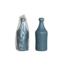 Creative Co-Op Unscented Embossed Bottle Shaped Candle, Blue