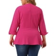 thumbnail image 3 of Blazers de Talla Grande para Mujeres Agnes Orinda para el Día de San Patricio, Chaqueta Peplum con Solapa Notch, 3X Rosa Fucsia, 3 of 6