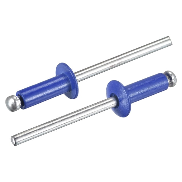 Unique Bargains 4mm x 10mm Aluminum Open End Flat Round Head Blind Rivets, Blue 25 Pack