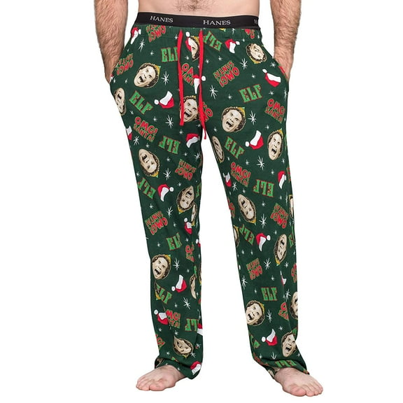 Elf OMG! Santa! Adult Hunter Green Pajamas Lounge Pants