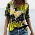 thumbnail image 1 of Tunic Tops for Women Butterfly Print Summer V Neck T Shirt Blouse Casual Graphic Tops, 1 of 3