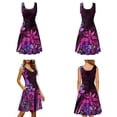 thumbnail image 4 of Jiueut Purple Polynesia Hibiscus Flower Palm Leaves Pattern Hawaiian Couple Matching Outfit Men's Short Sleeve Hawaiian Shirt for Summer, Women's Scoop Neck Soft Beach Party Dress, Size M, 4 of 5