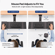 Uncaged Ergonomics KT2 Adjustable Under-Desk Keyboard Tray with Mouse Pad for Standing Desks, Black
