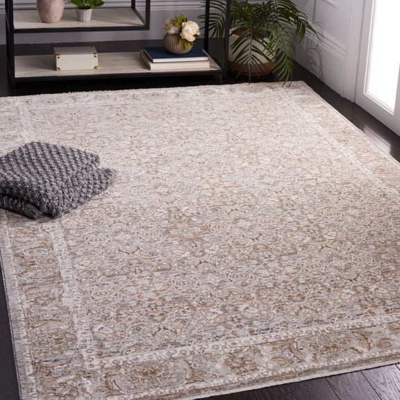 Safavieh Harlow Cynthia Floral Polyester Area Rug, Ivory Gray/Sage, 5'3" x 7'6"