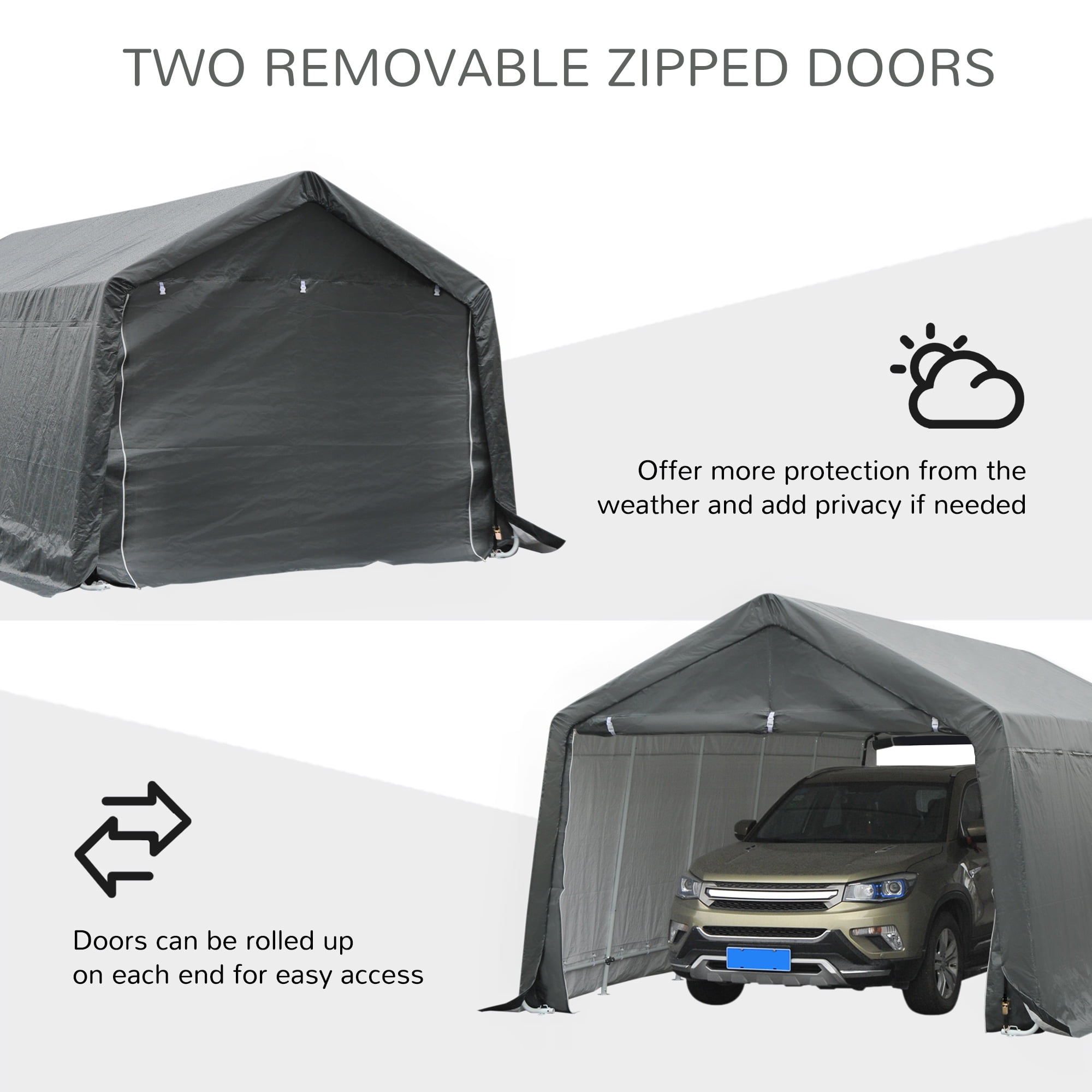 Homiyad 20’ x 12’ Heavy Duty Outdoor Temporary Carport Canopy Tent with Durable Construction & a Simple Setup - Grey