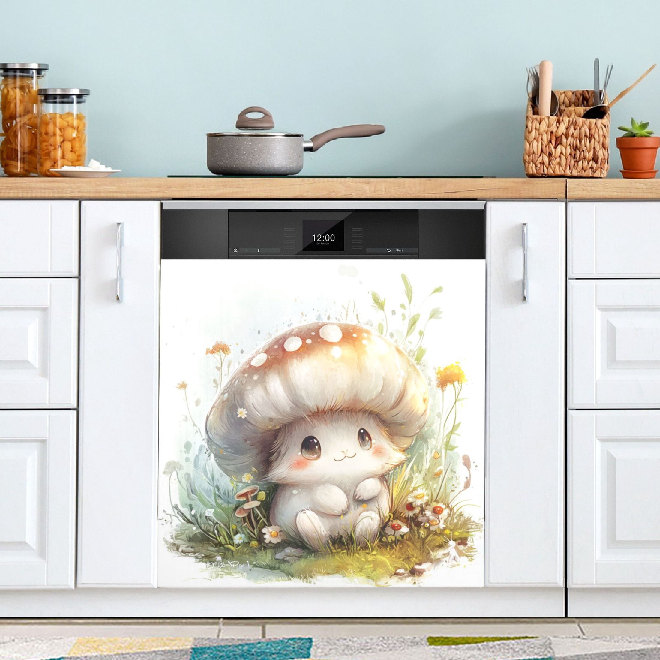 Dishwasher Magnetic Sticker 23x26 Inch Refrigerator Magnetic Sticker Washing Machine Magnetic Sticker Kitchen Panel Magnetic Sticker Home Decor Cartoon Beautiful Brown Mushrooms