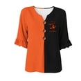 thumbnail image 5 of Hvogkswy Halloween Shirts for Women Button Print 3/4 Sleeve Henley Shirts Loose Comfy Holiday Party Casual Shirt, Gifts for Women, 5 of 5
