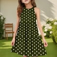 thumbnail image 2 of ZACPNCV Girls' Sleeveless Dress Summer Casual Sundress Skater Swing Twirly Halter Dress Olive Green 4-5 Years, 2 of 7
