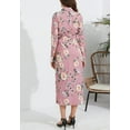thumbnail image 4 of Floral Collared Surplice Neck Dress for Women Mid-Calf Length Pink Medium, 4 of 4