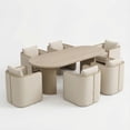 thumbnail image 3 of Christopher Knight Home Modern Dining Set for 6, Double Pedestal Table with Upholstered Armchairs, Natural Ash+Beige, 3 of 13