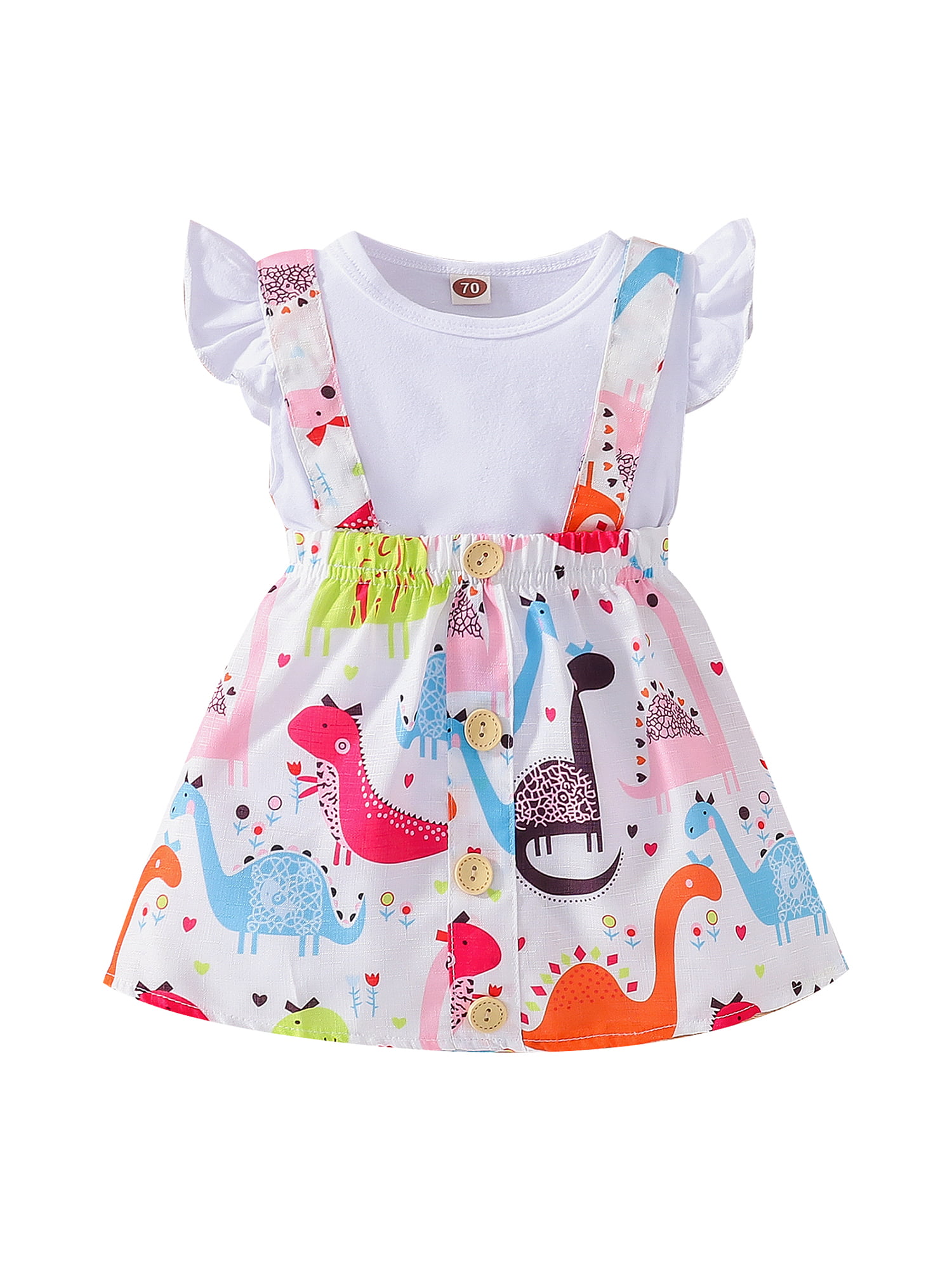 2pcs Newborn Baby Girl Outfits Romper Tops+Suspender Skirt Dress Overalls Set 