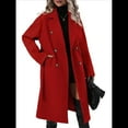 thumbnail image 1 of Gabardina de Lana Cruzada para Mujer, Abrigo de Invierno de Mezcla de Lana, Medio, Elegante. Rojo XXL, 1 of 9