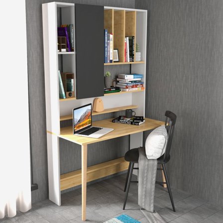 Decorotika Wood Computer Desk - White & Sapphire Oak