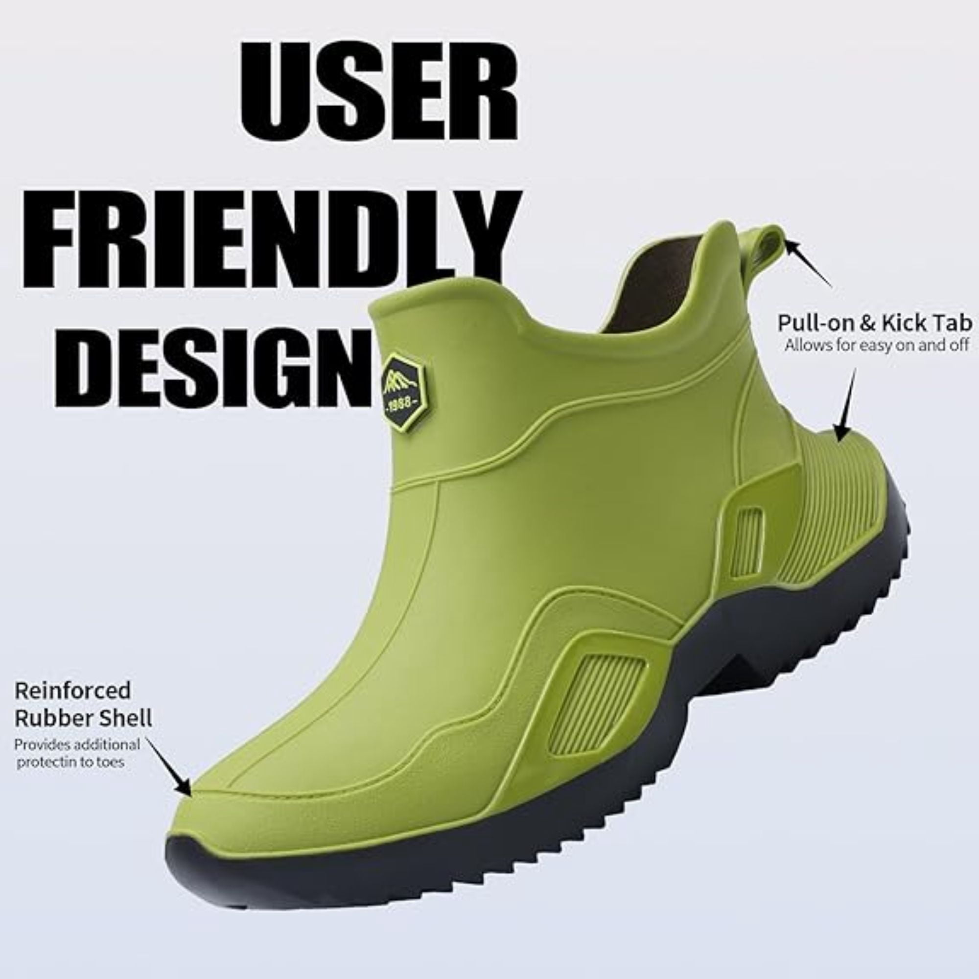 CHICVOMEY Women's Waterproof Rain Boots Anti-Slip Ankle Boots for Gardening Fishing Farming Boating Outdoor Work Traction Sole Short Rain Boots for Women & Men