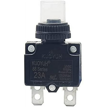 KUOYUH 23 Amp 125/250VAC 32/50VDC 88 Series Push-To-Reset Thermal Overload Protector Circuit Breaker