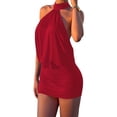 thumbnail image 2 of Women's Halter Mini Dress Y2k Backless Bodycon Club Night Cocktail Dresses Red XS, 2 of 7