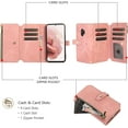 thumbnail image 2 of Case for Samsung Galaxy S9 Plus, 9 Card Slots Retro Leather Wallet Shockproof Flip Cover with Hand Strap Card Slots Zipper Pocket Kickstand Handbag Magnetic Closure - Retro Pink, 2 of 16