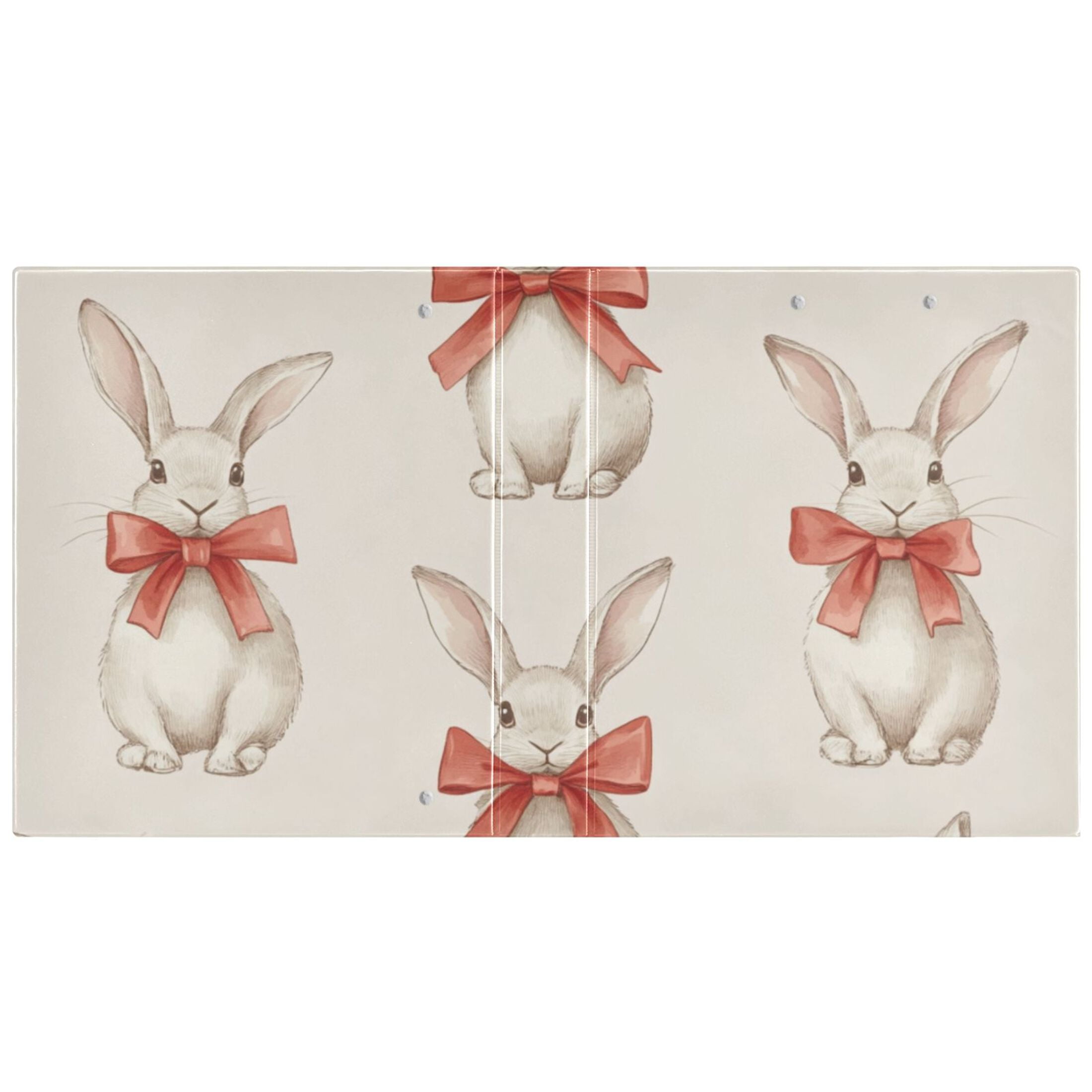 Cute Rabbits Bows 3 Ring Binders 1.5 inch Hardcover File Folders with Interior Pockets A4 Size Organizer for School Office Hospital Set of 2