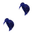 thumbnail image 2 of Qarigey Nudo de turbante Estilo étnico Pre-atado Hijab Taladro Cuenta de gamuza Estiramiento ancho Diadema de moda Gorro Azul real azul real 2piezas, 2 of 6