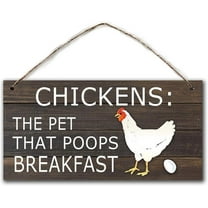 Cskhip Rustic Wood Signs Chickens The Pet That Poops Breakfast Wooden Hanging Sign Funny Plank Plaque Wall Art Decor Front Door Porch Bedroom Garden House Bar Pub Garden Home Hotel 6x12 Inch