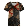 thumbnail image 3 of Veste de Travail pour Femmes, Haut Inspiré, Chemise à Manches Courtes Col en V avec Poche, Design Rétro à Blocs de Couleur et Paillettes pour Tenue Décontractée, 3 of 4