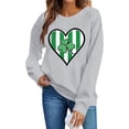 thumbnail image 5 of St. Patrick's Day Sweatshirt for Women Crewneck Long Sleeve Striped Heart with Shamrock Graphic Ribbed Trim Loose Fit Festive Holiday Top, 5 of 6