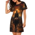 thumbnail image 2 of Easygdp Western Rainy Desert Cowboy Camisón de manga corta para mujer, informal, estampado, 2 of 6