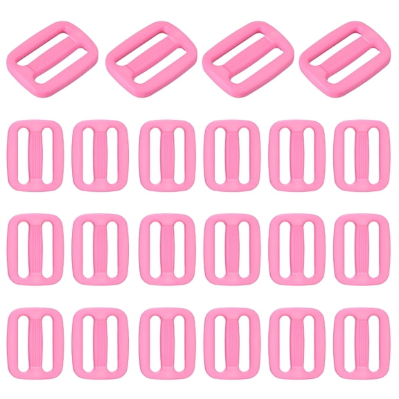 Uxcell 22 Pcs Pink Plastic Tri-Glide Slider, 3/4 Inch Slide Clip, Adjustable Webbing Triglides Slider Buckle for Bags