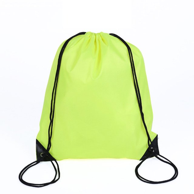 5 Pieces Drawstring Bag 210D Polyester Rope Bag Pulling Nylon Oxford Pocket Sack Cinch Tote Gym Storage Backpack - Fluorescent Green