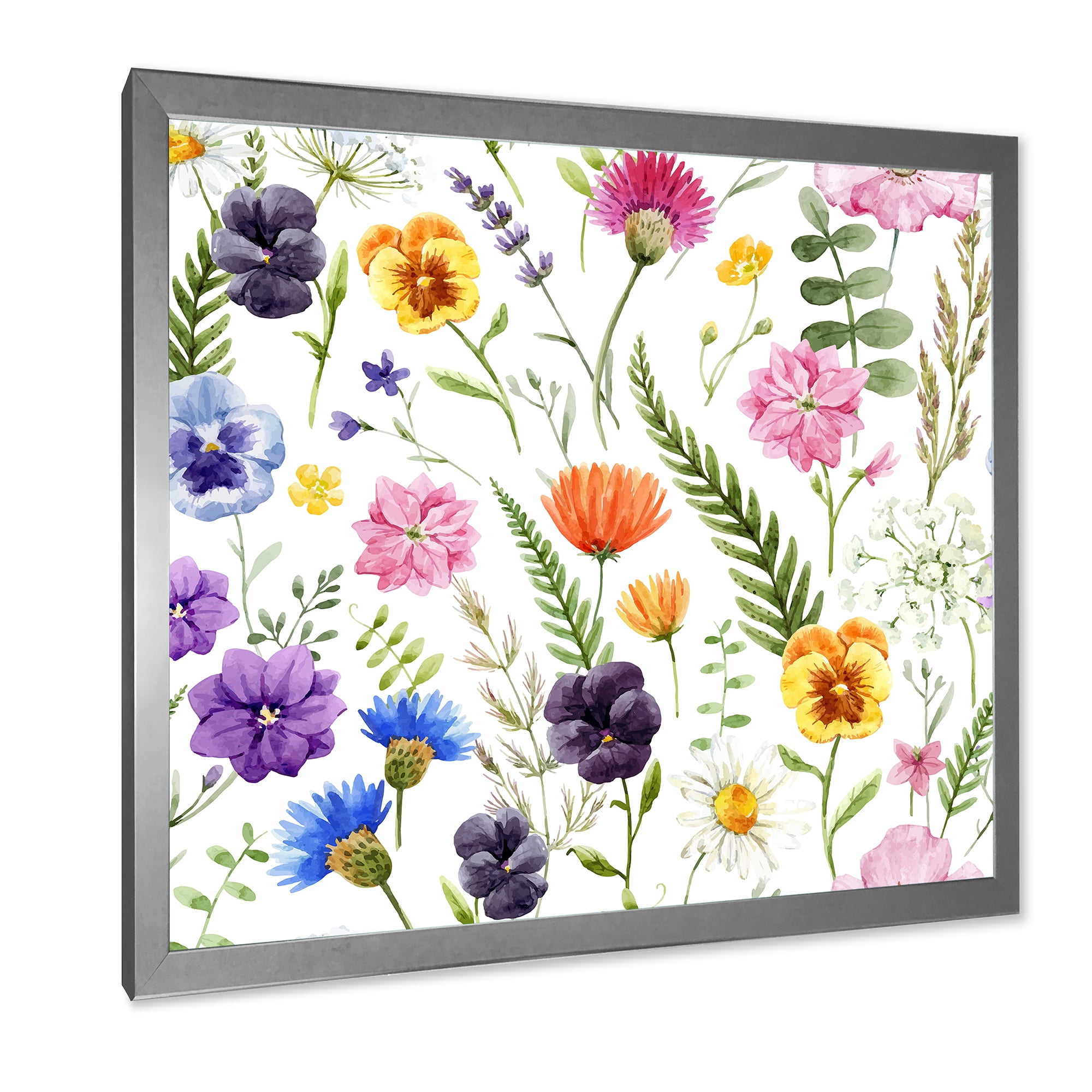 Designart 'Coloful Wildflowers Floral Pattern I' Traditional Framed Art Print