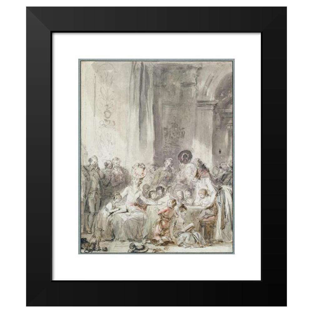 Jean-Honoré Fragonard 12x14 Black Modern Framed Museum Art Print Titled - The Competition (ca. 1780 - 1785)