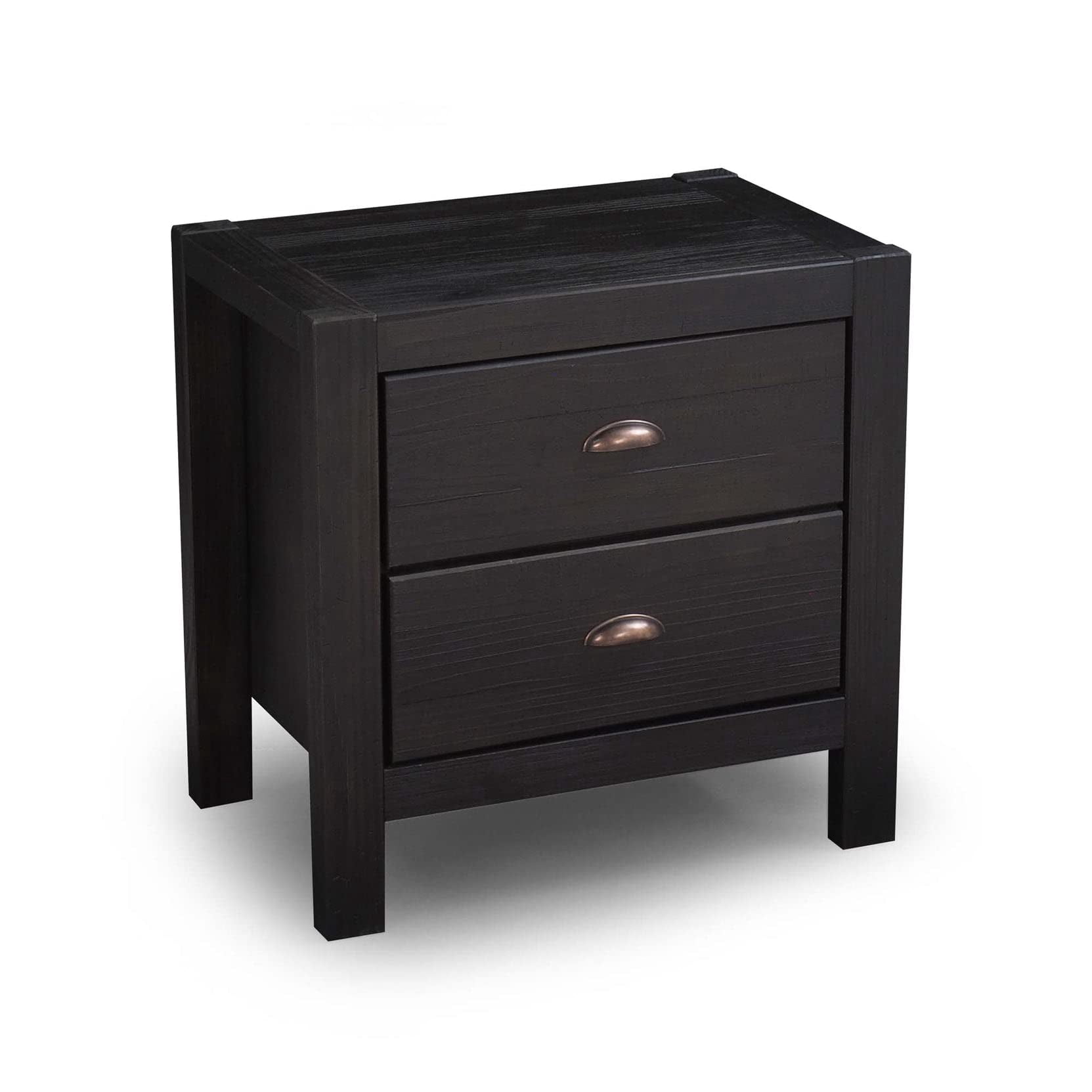 Grain Wood Furniture Montauk 2-Drawer Nightstand, Farmhouse Black