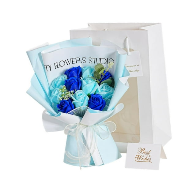 Rosa preservada creativa simulada que dura 2-3 años para el aniversario de San Valentín azul