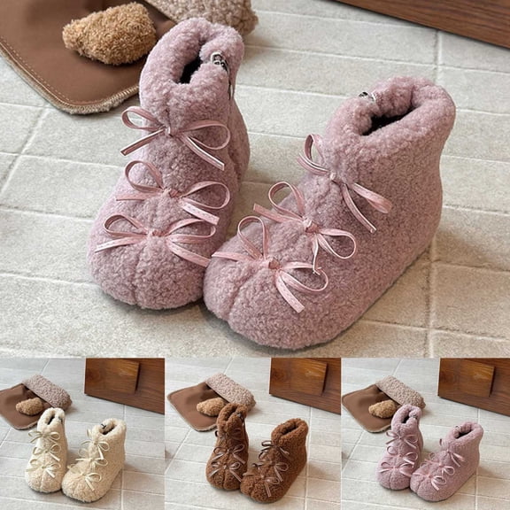 breaise Baby Girls and Boys Fleece Sherpa Booties Toddler Plush Bootie Slippers Kids Winter Snow Boots with Zipper