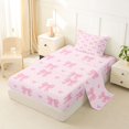 thumbnail image 2 of Manfei Girly Pink Bowknot Twin Sheet Sets For Kids,Dreamy Princess Style Aesthetic Bedding,3 Pieces, 2 of 6