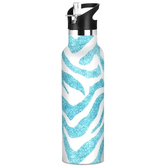 ALAZA Blue Zebras Pattern Stainless Steel Water Bottle Vacuum Insulated Leak-Proof Tumbler with Straw Handle 20oz