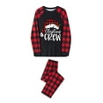 thumbnail image 3 of Franhais Christmas Family Pajamas Sets, Long-Sleeved Letter Print Round Neck Tops + Plaid Pattern Trousers Sleepwear Outfits, 3 of 8
