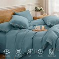 thumbnail image 4 of Cotton Duvet Cover Queen Size Pinstriped Comforter Cover with Button Washed Cotton Breathable Soft Solid Bedding Set Duvet Cover ×in & Pillowcases (NO Comforter), 4 of 9