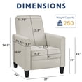thumbnail image 3 of Mudah Fabric Upholstered Push Back Reclining Chair, Beige, 3 of 10