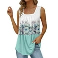 thumbnail image 2 of Green Womens Tops Summer Tank Tops for Women 2025 Loose Fit Pleated Square Neck Sleeveless Shirt Curved Flowy Vest Basic Cotton Tee Shirts for Women, 2 of 6