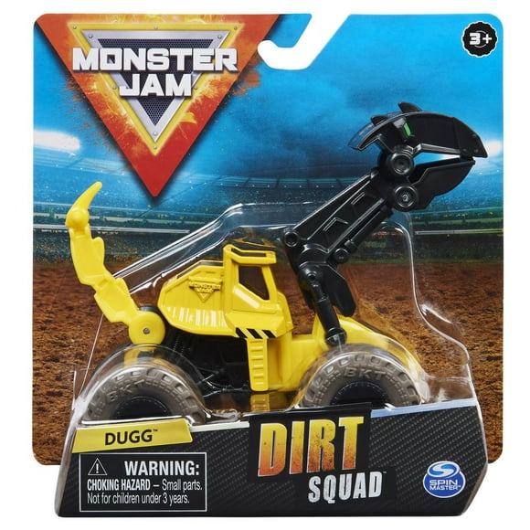Monster Jam, Official Dugg Dirt Squad Excavator Monster Truck with Moving Parts, 1:64 Scale Die-Cast Vehicle