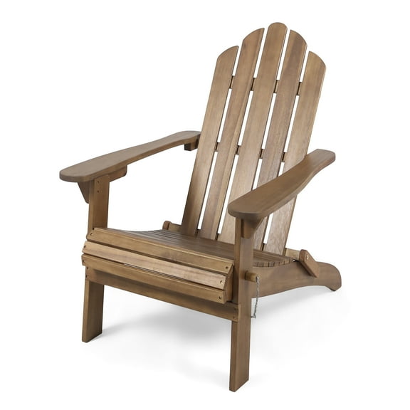 GDF Studio Cara Outdoor Acacia Wood Folding Adirondack Chair, Dark Brown